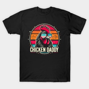 Vintage Chicken Daddy sunglasses usa flag : Funny Poultry Farmer Mens Fathers Day gift for dad T-Shirt